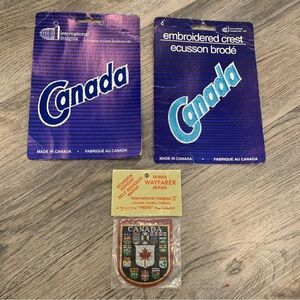 Vintage NEW 3 Canada Patches Badges Embroidered and Wayfarer Self Adhesive